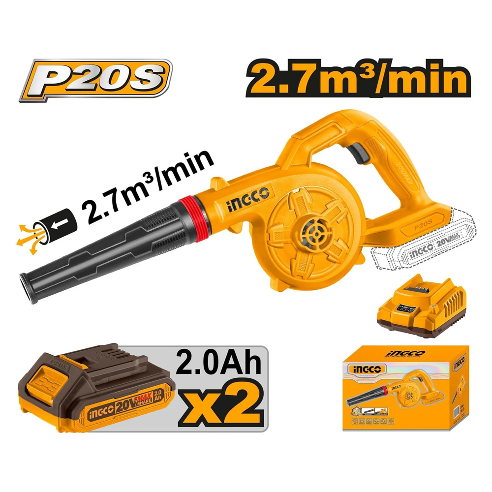 Ingco CABLI200282 Cordless Li-Ion Air  Blower 20V 2.0AH | Ingco by KHM Megatools Corp. Ingco CABLI200282 Cordless Li-Ion Air  Blower 20V 2.0AH | Ingco by KHM Megatools Corp.